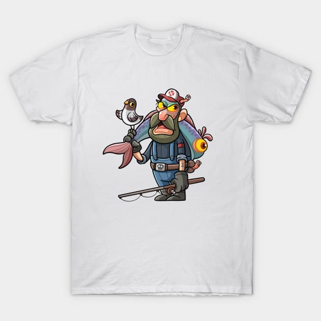 Fisherman Zombie T-Shirt by Popon85